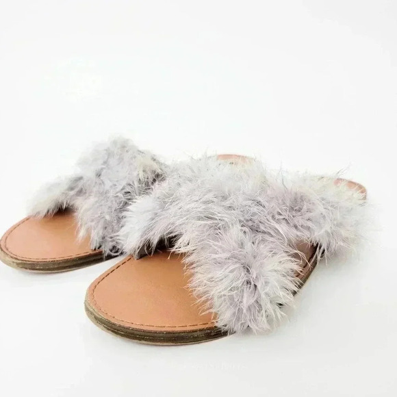 Steve Madden Boa Feather Ciara Slide Sandals - 7 - Picture 2 of 7